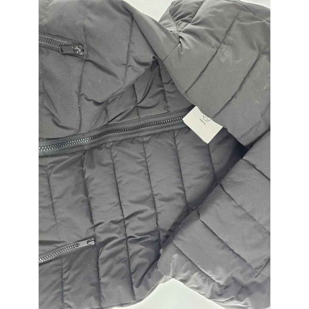 DKNY Quilted‎ Hooded Bomber Puffy Jacket Mens Sz M Black 4 Way Stretch NWT - Picture 3 of 10